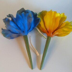 NWT Ashland 2 Blue Yellow Cabbage Succulent Stems Faux Floral Decor Michael's